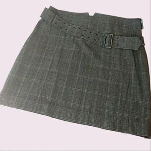 ElieTahari Vintage Wool Plaid Belted Short  Skirt size 10